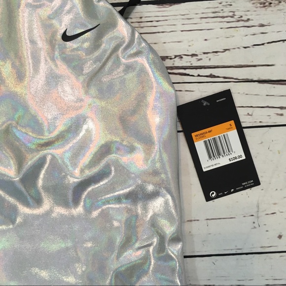 Nike flash silver high neck one piece swimsuit NWT - Picture 4 of 6
